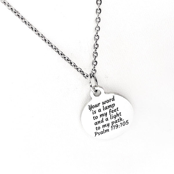 Scripture Gift, Your Word Is A Lamp To My Feet And A Light To My Path Necklace, Psalm 119 105, Christian Gift, Baptism Gift, Gift For Her