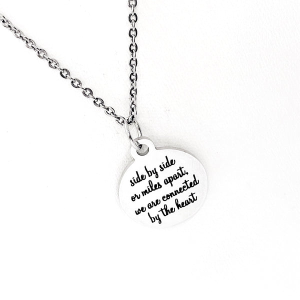 Long Distance Love Gift, Side By Side Or Miles Apart We Are Connected By The Heart Necklace, Long Distance Friends, Friend Gift, Love Gift