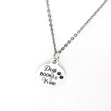 Dog Owner Gift, Dogs Books Wine Necklace, Book Lover Gift, Reader Gift, Wine Lover Gift, My Favorite Things Gift