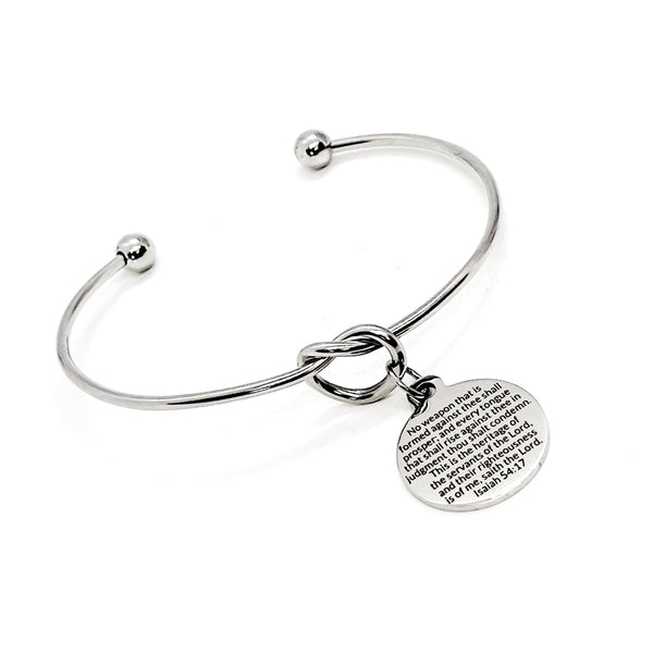 Scripture Bracelet, No Weapon Formed Against Me Bracelet, Isaiah 54 17 Charm, Faith Charm, Scripture Quote, Christian Jewelry Gifts