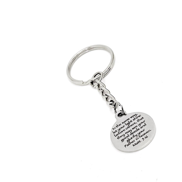 Scripture Gift, Let Your Light Shine Before Others Keychain, Scripture Quote, Matthew 5 16, Christian Gift, Bible Verse Gift