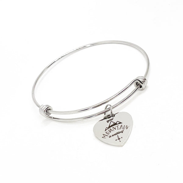 Encouragement Gift, Your Mountain Is Waiting Bracelet, Mountain Moving Faith, Mustard Seed Faith, Charm Bracelet, Stacking Bangle