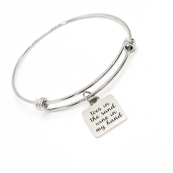 Relaxation Gift, Toes In The Sand Wine In My Hand Bracelet, Gift For Her, Wife Gift, Vacation Jewelry, Beach Jewelry, Beach Lover Gift