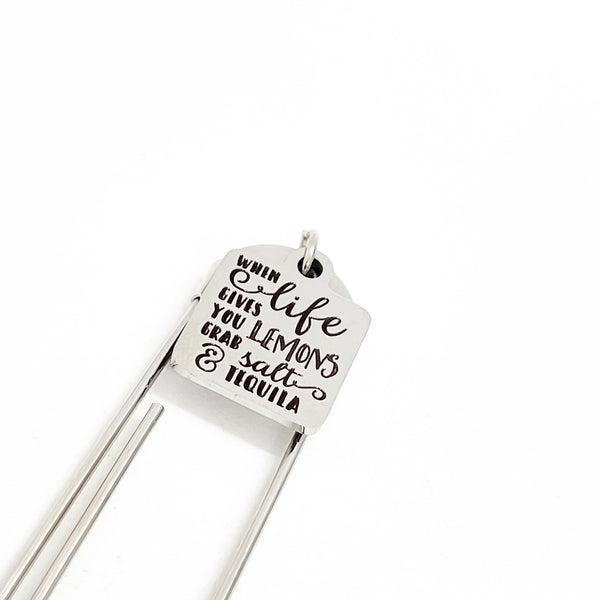 Encouragement Gift, When Life Gives You Lemons Bookmark, Planner Gift, Tough Times Gift, Charm Bookmark, Paperclip Bookmark, Motivating Gift