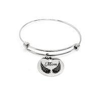 Mom Memorial, Mom Is My Angel Bracelet, Charm Stacking Bangle, Remembering Her, Love My Mom, Grieving Mom, Sympathy Gift, Gift For Her