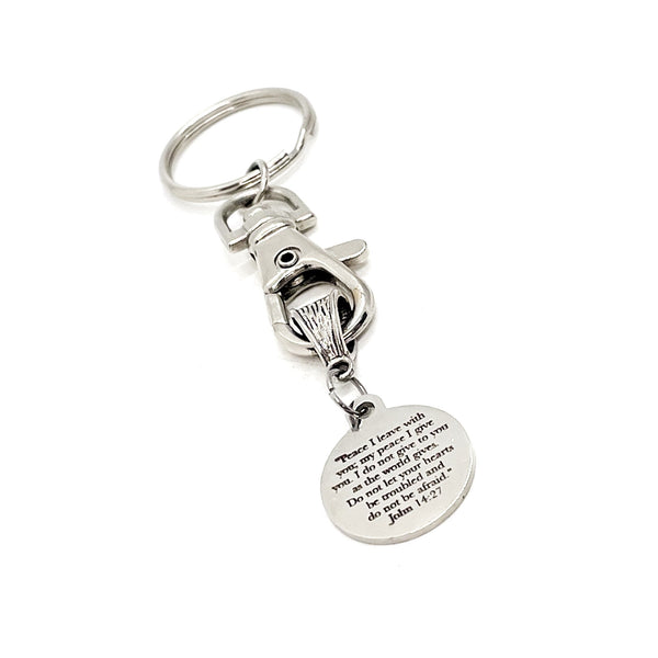 Scripture Gift, My Peace I Give To You Keychain, Do Not Be Troubled, Do Not Be Afraid, John 14 27, Scripture Quote, Faith Gift, Bible Verse