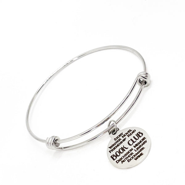 Book Club Gifts, Book Club Words Bracelet, Gift For Her, Stacking Bangle, Stacking Bracelet, Book Club Prizes. Reader Gifts
