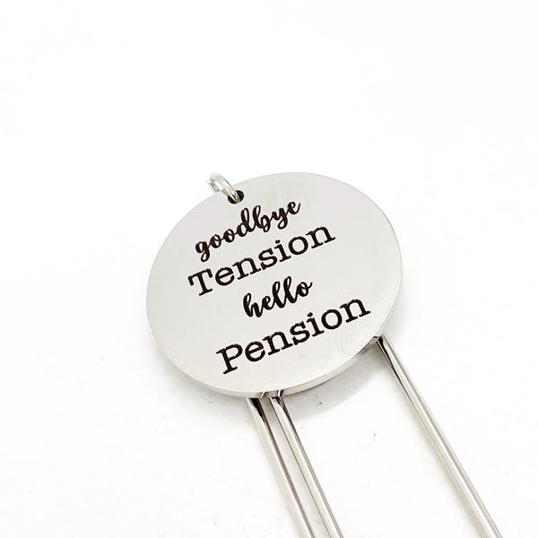 Retirement Gift, Goodbye Tension Hello Pension Bookmark, Reader Gift, Retirement Reader, Book Lover Gift, Office Retirement, Charm Bookmark