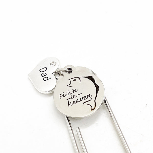 Memorial Gift, Fishing In Heaven Bookmark, Remembering Her, Remembering Him, Loss Of Loved One Gift, Charm Bookmark, Planner Bookmark