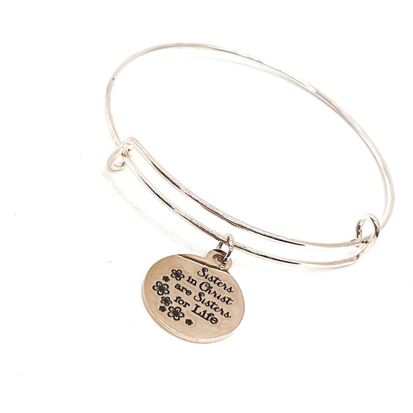 Christian Charm Bracelet, Sisters In Christ Are Sisters For Life Bracelet, Women’s Bible Study, Christian Woman, Christian Gift, Rose Gold