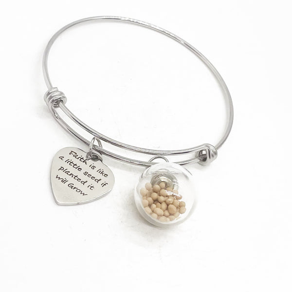 Faith Gifts, Faith Is Like A Little Seed If Planted It Will Grow Charm Bracelet, Matthew 17 20, Mustard Seed Bracelet, Christian Gift