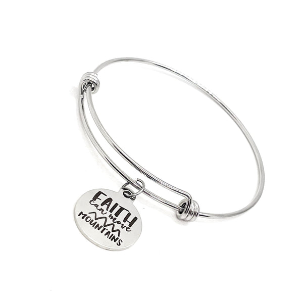 Faith Gifts, Faith Can Move Mountains Charm Bracelet, Matthew 17 20, Mountain Moving Faith, Mustard Seed Faith, Christian Gift, Charm Bangle