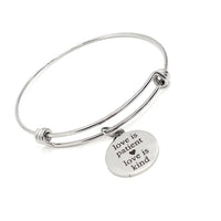 Love Gifts, Love Is Patient, Love Is Kind Charm Bracelet, Faith Gift, Christian Love, 1 Corinthians 13 4, Stacking Bangle, Stacking Bracelet