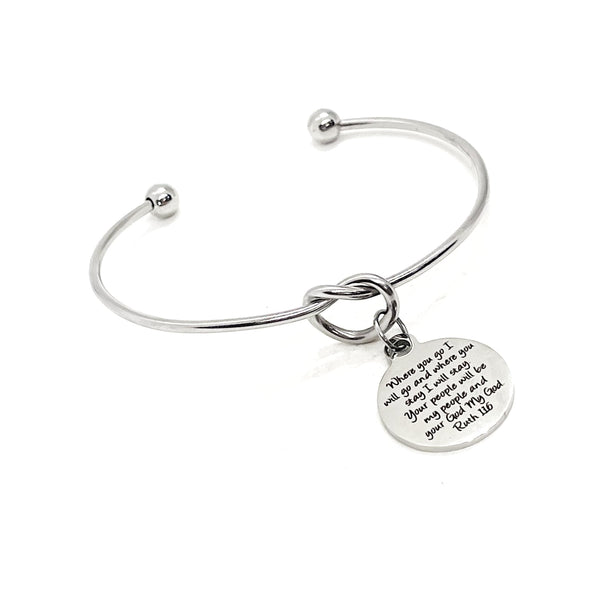 Scripture Gift, Where You Go I Will Go Charm Bracelet, Ruth 1 16 Charm Bracelet, Mother In Law Gift, Ruth And Naomi, Your God Will Be My God