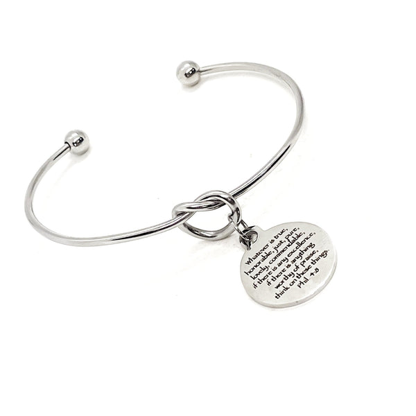 Scripture Gift, Think On These Things Charm Bracelet, Philippians 4 8 Charm Bracelet, Graduation Gift,  Daughter Gift, Wedding Jewelry Gift