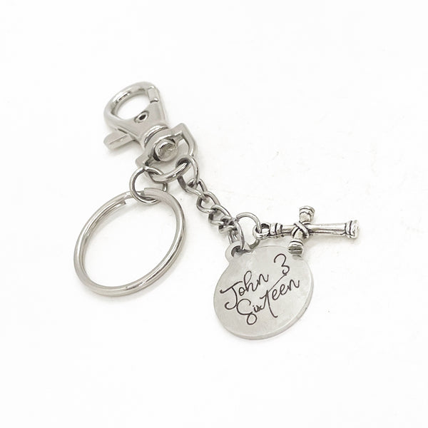 Faith Gift, John Three Sixteen Clip On Keychain, For God So Loved The World, John 3 16, Christian Gift, Christian Keychain, Faith Keychain