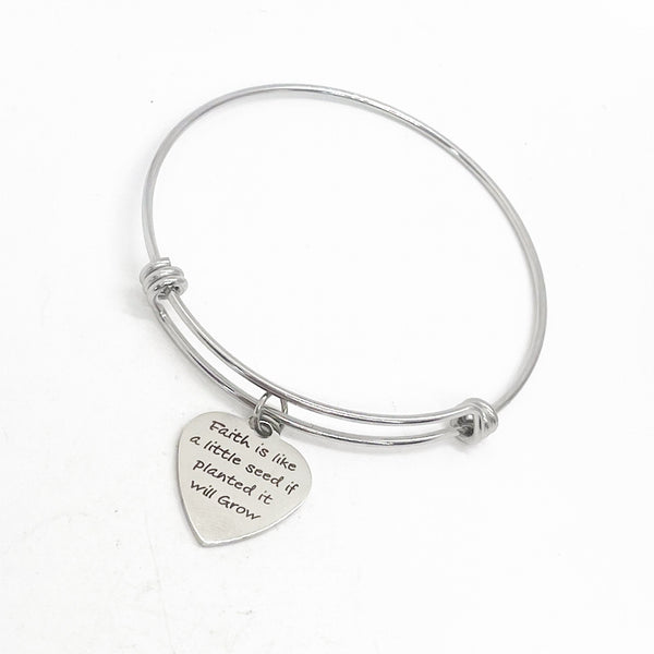 Faith Gift, Faith Is Like A Little Seed If Planted It Will Grow Bracelet, Charm Bangle, Mustard Seed Quote, Have Faith,  Growing Faith