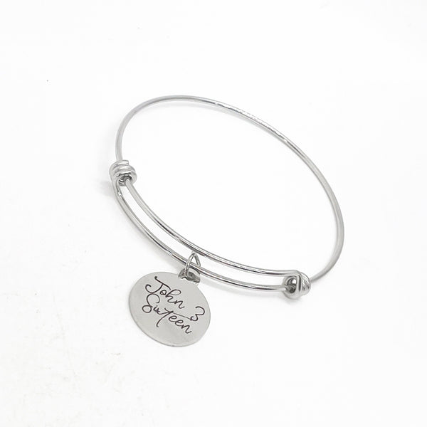 Faith Gift, John 3 Sixteen Bracelet, For God So Loved The World, Charm Bangle, Scripture Gifts, Salvation Verse, Baptism Gifts, Gift For Her