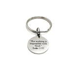 Scripture Gift, For Nothing Is Impossible With God Keychain, Luke 1 37 Charm, Faith Keychain, Scripture Quote, Christian Gift, Bible Verse