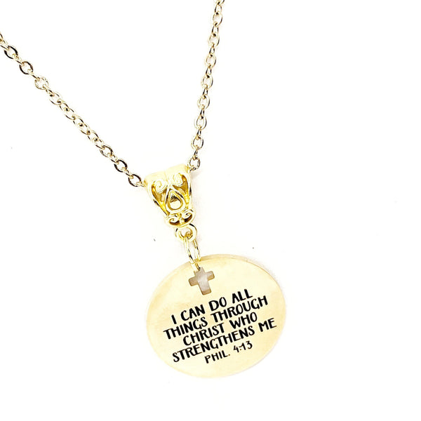 Christian Woman Gift, I Can Do All Things Through Christ Who Strengthens Me Necklace, Philippians 4 13, Faith Jewelry, Christian Jewelry