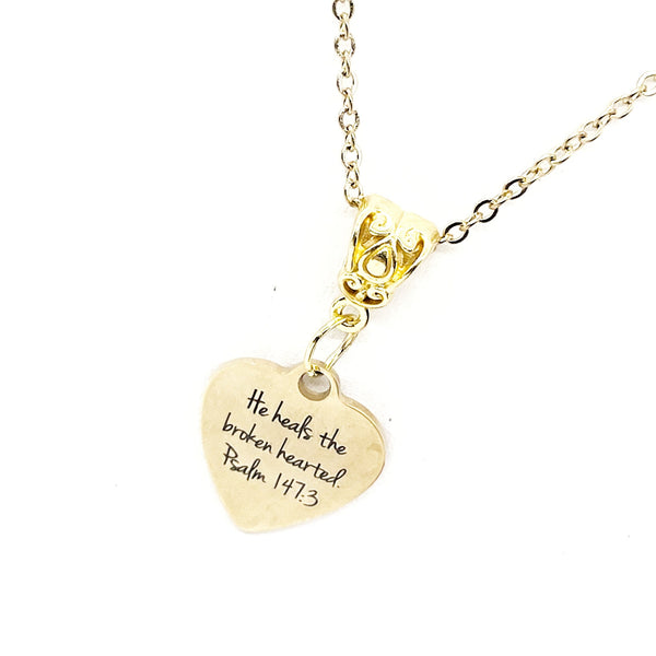 Faith Gift, He Heals The Brokenhearted Necklace, Sympathy Gift, Psalm 147 3, Christian Jewelry, Faith Jewelry, Christian Woman Gift For Her