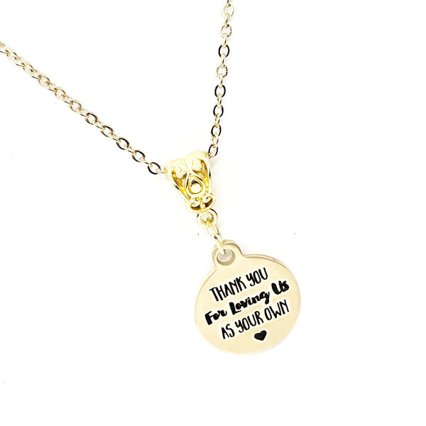 Mom Gift, Thank You For Loving Me As Your Own Necklace, Stepmother Gift, Blended Family, Mother In Law Gift, Christmas Gift For Her