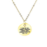 Christian Woman Gift, I Can Do All Things Through Christ Who Strengthens Me Necklace, Philippians 4 13, Faith Jewelry, Christian Jewelry