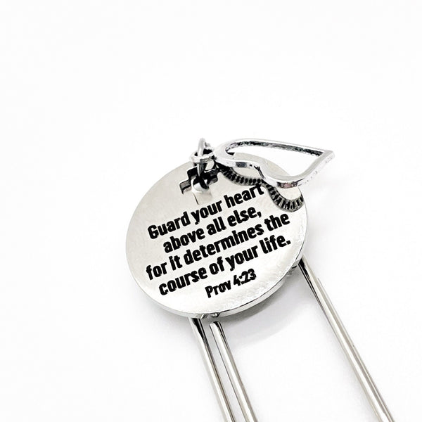 Bible Bookmark, Guard Your Heart Above All Else Bookmark, Scripture Gift, Christian Gift, Faith Gift, Proverbs 4 23 Gift, Charm Bookmark
