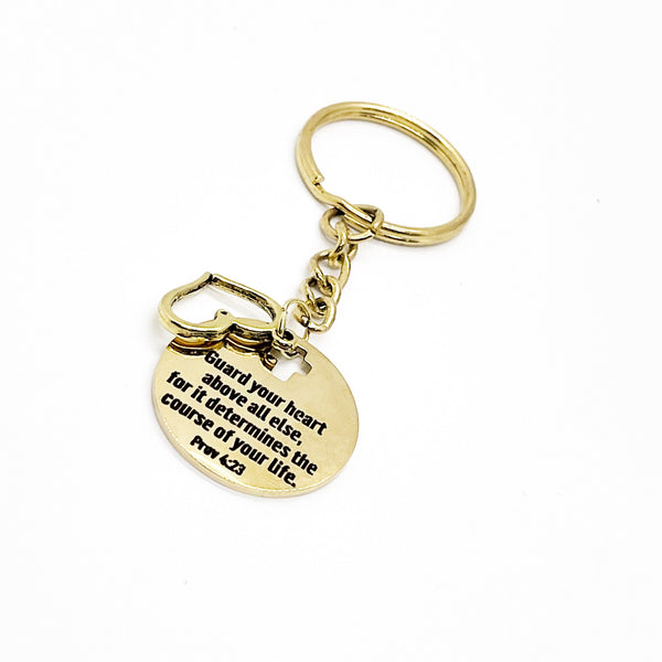 Scripture Gift, Guard Your Heart Above All Else Keychain, Proverbs 4 23 Keychain, Christian Gift, Faith Gift, Baptism Gift, Faith Keychain