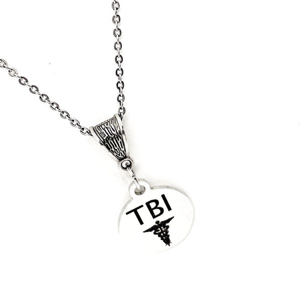 Medical Notice Necklace, TBI Necklace, Traumatic Brain Injury Jewelry, Medical Awareness Necklace, TBI Notice, Gift For Her, TBI Pendant