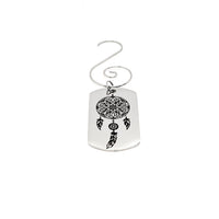 Dream Catcher Ornament, Dream Catcher Hanging Charm, Dream Catcher Gift, Christmas Tree Ornament, Hanging Ornament, Dog Tag Charm