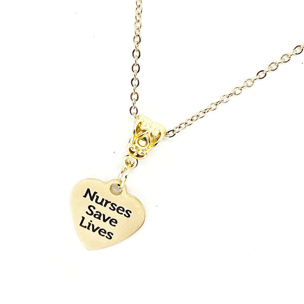 Nurse Gift, Nurses Save Lives Necklace, Nurse Thank You, Healthcare Worker, Essential Worker Gift, Gift For Her, Wife Gift, New Nurse Gift