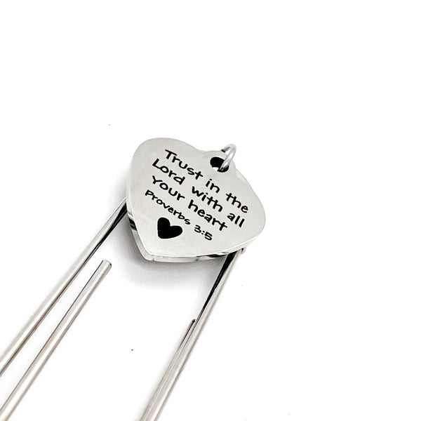 Faith Gift, Trust In The Lord With All Your Heart Charm Bookmark, Proverbs 3 5, Faith Bookmark, Christian Gift, Scripture Baptism Gifts
