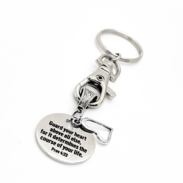 Scripture Gift, Guard Your Heart Above All Else, Proverbs 4 23 Keychain, Scripture Keychain, Faith Gifts, Bible Verse