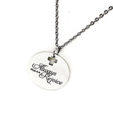 Faith Gift, Always Rejoice Pendant Necklace, Philippians 4 4, Rejoice in Everything, Scripture Jewelry, Scripture Gift, Christian Jewelry