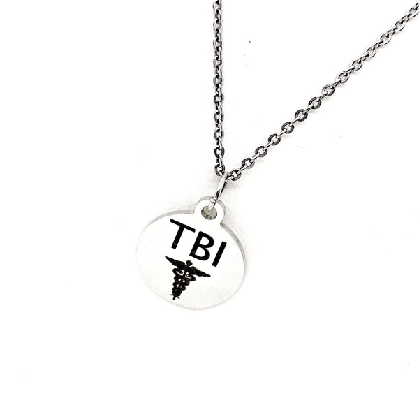 Medical Condition Awareness Necklace, TBI Necklace, Traumatic Brain Injury Jewelry, Medical Awareness Necklace, TBI Notice, TBI Pendant
