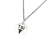 Medical Condition Awareness Necklace, TBI Necklace, Traumatic Brain Injury Jewelry, Medical Awareness Necklace, TBI Notice, TBI Pendant