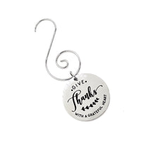 Give Thanks Ornament, Give Thanks With A Grateful Heart Hanging Pendant, Thanksgiving Gift, Christmas Tree Ornament, Thankfulness Gift