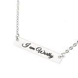 Affirmation Jewelry, I am Worthy Necklace, Encouraging Her, Motivating Her, Strong Woman Gift, Affirmation Necklace, Affirmation Words