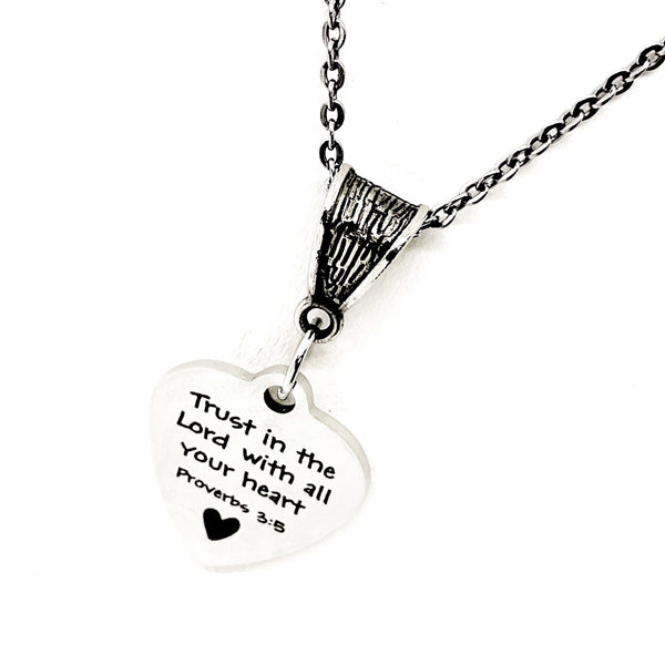 Faith Gifts, Trust In The Lord With All Your Heart Necklace, Proverbs 3 5 Jewelry, Baptism Gift, Daughter Gift, Christian Jewelry