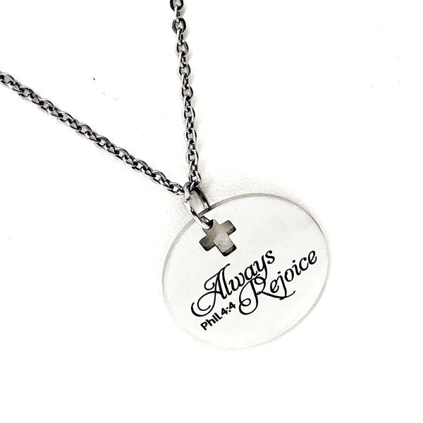 Faith Gift, Always Rejoice Pendant Necklace, Philippians 4 4, Rejoice in Everything, Scripture Jewelry, Scripture Gift, Christian Jewelry