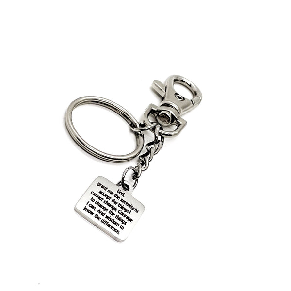 Affirmation Gifts, Serenity Prayer Charm Keychain, Recovery Gifts, Encouraging Gift, Recovery Prayer, Serenity Courage Wisdom