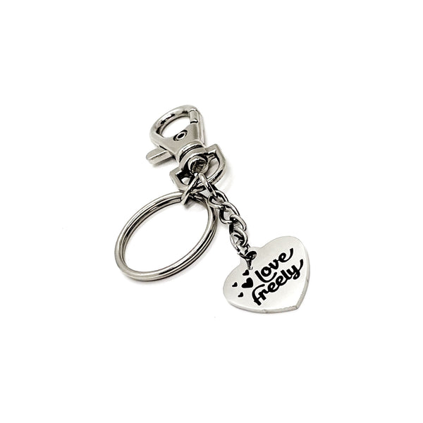 Love Gift, Love Freely, Love Charm, Clip On Keychain, Keychain Gift, Wife Gift, Daughter Gift, 1 Corinthians 13 Gift, Christian Love Gift