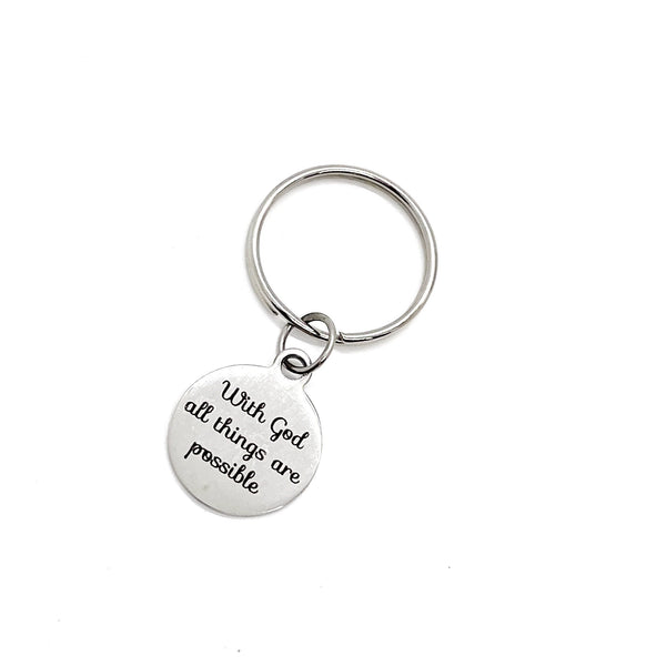Faith Gift, With God All Things Are Possible Charm Keychain, Mathew 19 26, Christian Gift, Faith Keychain, Baptism Gift, Confirmation Gift