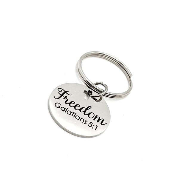Faith Gift, Freedom Charm Keychain, Galatians 5 1, Freedom In Christ, Christian Gift, Faith Keychain, Baptism Gift, Confirmation Gift