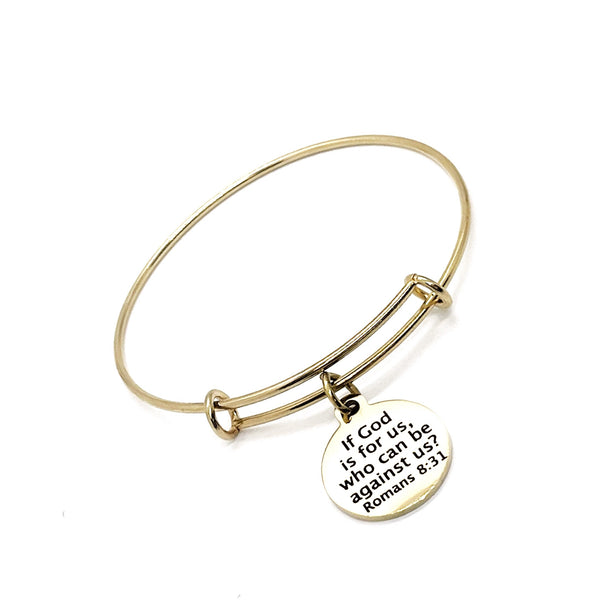 Faith Gift, If God Is For Us Who Can Be Against Us Charm Bracelet, Romans 8 31, Christian Jewelry, Faith Jewelry, Scripture Quote