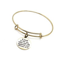 Faith Gift, If God Is For Us Who Can Be Against Us Charm Bracelet, Romans 8 31, Christian Jewelry, Faith Jewelry, Scripture Quote