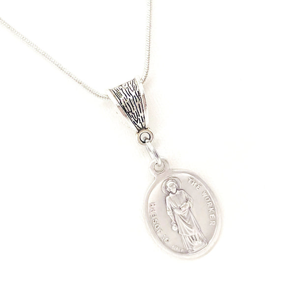 Faith Gift, Saint Joseph The Worker Necklace, Catholic Saints Gift, Saint Joseph Gifts, Patron Saint Of Fathers, Christian Jewelry