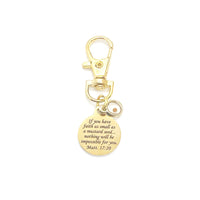 Faith Gift, Mustard Seed Scripture Charm, Matthew 17 20 Charm, Clip On Charm, Purse Charm, Keychain Charm, Christian Gifts, Scripture Gifts