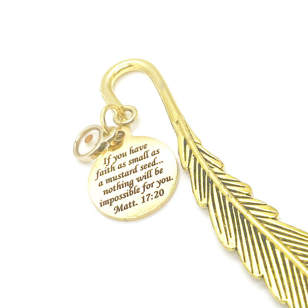 Christian Gifts, Mustard Seed Bookmark Gifts, Mustard Seed Gifts, Christian Bookmark, Charm Bookmark, Matthew 17 20 Bible Bookmark